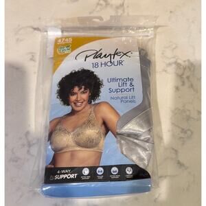 Playtex 18-Hour Ultimate Lift & Support Wireless Bra 4745 sz 44DD crystal gray